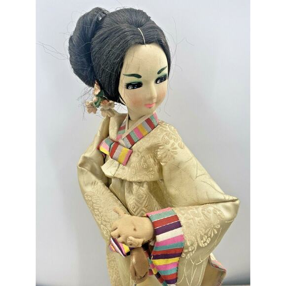 Vintage Large GEISHA GIRL In Hanbok Handmade Asian Art Sculpture Statue 20" - Picture 10 of 12